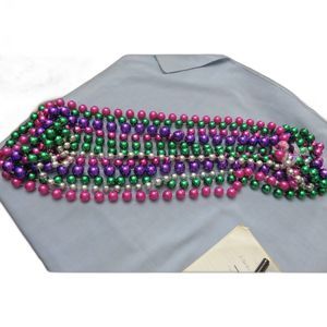 6 MARDI GRAS BEADS STRINGS WITH LARGER BEADS